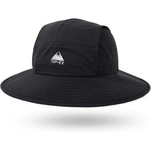 imageTOPEX Breathable Oversized XL XXL Waterproof UPF50 UV Protection Packable Fishing Sun Hats for Men Chin Strap96562black