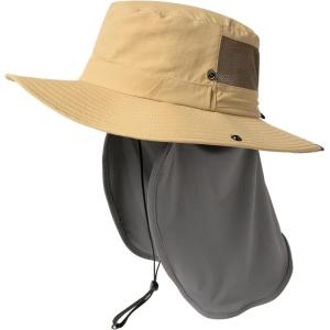 imageTOPEX LXLXXL UV Protection Mens Sun Hat with Cooling Neck Flap Sunglass Lock Wide Brim Fishing Hats Waterproof ampamp PackableKhaki