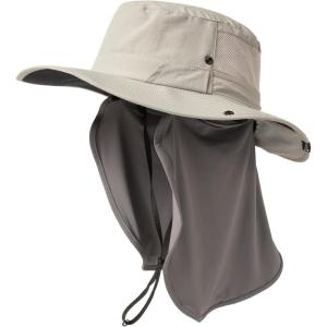 imageTOPEX LXLXXL UV Protection Mens Sun Hat with Cooling Neck Flap Sunglass Lock Wide Brim Fishing Hats Waterproof ampamp PackableLight Grey