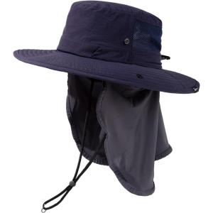 imageTOPEX LXLXXL UV Protection Mens Sun Hat with Cooling Neck Flap Sunglass Lock Wide Brim Fishing Hats Waterproof ampamp PackableNavy Blue