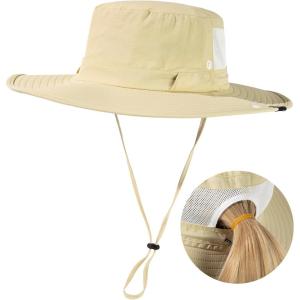imageTOPEX LXLXXL UV50 Waterproof Wide Brim Bucket Sun Hat for Summer Fishing Hiking wDetachable Strap ampamp Vented MeshPonytailkhaki