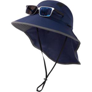 imageTOPEX MLXLXXL Unisex Mens Sun Hat with Neck Flap Sunglass Lock UPF 50 Wide Brim Fishing Hats Waterproof ampamp PackableNavy Blue