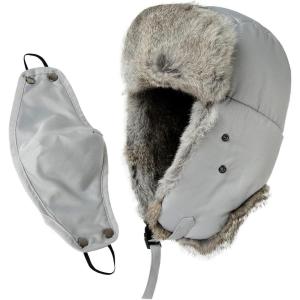 imageTOPEX Oversize XXL XXXL Mens 100 Rabbit Fur Waterproof Trapper Hunting Trooper Winter Ushanka Russian Skiing HatTe67217grey