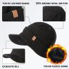 imageTOPEX LXLXXL 50 Merino Wool Waterproof All Weather Brim Beanie Fleece Lined Unisex6 Black Waterproof