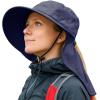 imageWomens Flap Ponytail UV 50 Packable Mesh Sun Fishing Beach Hiking Oversized XL XXL HatNavy