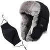 imageComhats 100 Rabbit Fur Winter Trapper Ushanka Hat Waterproof69185black
