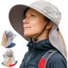 imageWomens Flap Ponytail UV 50 Packable Mesh Sun Fishing Beach Hiking Oversized XL XXL HatGrey