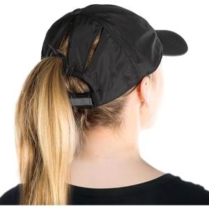 imageTOPEX Oversized L XL XXL Women High Ponytail Messy Bun Packable Unstructured UV 50 Baseball Cap Running HatBlack