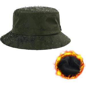 imageTOPEX Oversized XL XXL Winter Bucket Hat for Men Rain Waterproof Fleece Lined Hiking Fishing Outdoor Cold Weather94560army Green