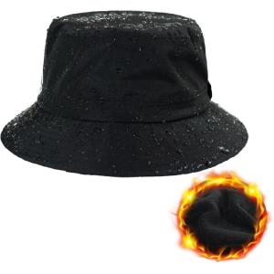 imageTOPEX Oversized XL XXL Winter Bucket Hat for Men Rain Waterproof Fleece Lined Hiking Fishing Outdoor Cold Weather94560black