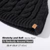 imageChicPony Merino Wool Blend Messy Bun Ponytail Hole Fleece Lined Beanie Winter Hat Big Head WomenBlackpony