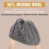 imageChicPony Merino Wool Blend Messy Bun Ponytail Hole Fleece Lined Beanie Winter Hat Big Head WomenGreypony