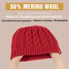 imageChicPony Merino Wool Blend Messy Bun Ponytail Hole Fleece Lined Beanie Winter Hat Big Head WomenMaple Redpony