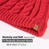 imageChicPony Merino Wool Blend Messy Bun Ponytail Hole Fleece Lined Beanie Winter Hat Big Head WomenMaple Redpony