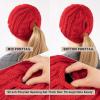 imageChicPony Merino Wool Blend Messy Bun Ponytail Hole Fleece Lined Beanie Winter Hat Big Head WomenMaple Redpony
