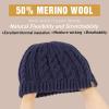 imageChicPony Merino Wool Blend Messy Bun Ponytail Hole Fleece Lined Beanie Winter Hat Big Head WomenMidnight Bluepony