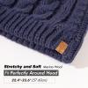 imageChicPony Merino Wool Blend Messy Bun Ponytail Hole Fleece Lined Beanie Winter Hat Big Head WomenMidnight Bluepony