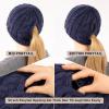 imageChicPony Merino Wool Blend Messy Bun Ponytail Hole Fleece Lined Beanie Winter Hat Big Head WomenMidnight Bluepony