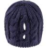 imageChicPony Merino Wool Blend Messy Bun Ponytail Hole Fleece Lined Beanie Winter Hat Big Head WomenMidnight Bluepony
