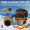 imageTOPEX Oversized XLXXL Unisex Winter Trapper Military Hat Faux Fur Earflaps Quilted Lined Baseball CapBrowntwill
