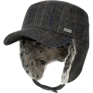 imageTOPEX Oversized XLXXL Unisex Winter Trapper Military Hat Faux Fur Earflaps Quilted Lined Baseball CapBrowntwill
