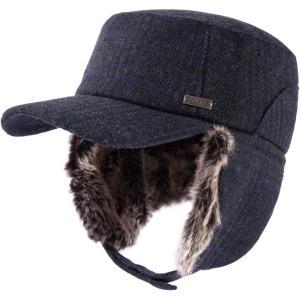 imageTOPEX Oversized XLXXL Unisex Winter Trapper Military Hat Faux Fur Earflaps Quilted Lined Baseball CapNavytwill