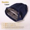 imageOversize LXLXXL Merino Wool Satin Lined Slouchy Beanie Big Large Head Knit HatNavysatin