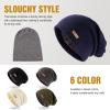 imageOversize LXLXXL Merino Wool Satin Lined Slouchy Beanie Big Large Head Knit HatNavysatin
