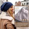 imageOversize LXLXXL Merino Wool Satin Lined Slouchy Beanie Big Large Head Knit HatNavysatin