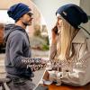 imageOversize LXLXXL Merino Wool Satin Lined Slouchy Beanie Big Large Head Knit HatNavysatin