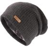 imageMen Women Oversized Slouchy Beanie Long Hat Big Large Head Merino Wool Satin Lined Warm Cold Weather Winter Knit Cap Grey