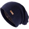 imageOversize LXLXXL Merino Wool Satin Lined Slouchy Beanie Big Large Head Knit HatNavysatin