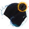 imageTOPEX Oversized XLXXL Merino Wool Blend Waterproof Earflap Beanie Fleece Lined Hat Winter Skull CapBlack