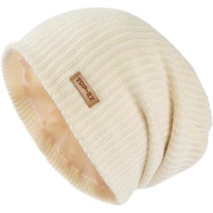 imageOversize LXLXXL Merino Wool Satin Lined Slouchy Beanie Big Large Head Knit HatOatmilksatin