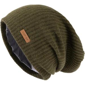 imageOversize LXLXXL Merino Wool Satin Lined Slouchy Beanie Big Large Head Knit HatOlivedrabsatin