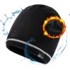 imageOversized LXLXXL DryKnit Waterproof Merino Wool Blend Beanie Fleece Lined Knit Hat for AllWeather WinterBlackreflective Strip