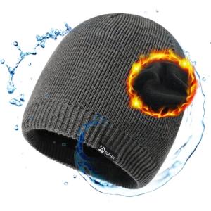 imageOversized LXLXXL DryKnit Waterproof Merino Wool Blend Beanie Fleece Lined Knit Hat for AllWeather WinterGrey