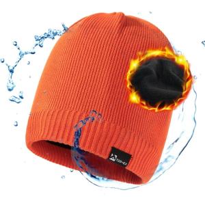 imageOversized LXLXXL DryKnit Waterproof Merino Wool Blend Beanie Fleece Lined Knit Hat for AllWeather WinterOrange