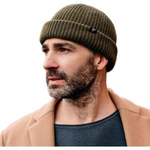 imageTOPEX Oversized LXLXXL Merino Wool Blend Short Fisheman Beanie Lightweight Warm Hat for Cold Weather WinterArmygreen50merino