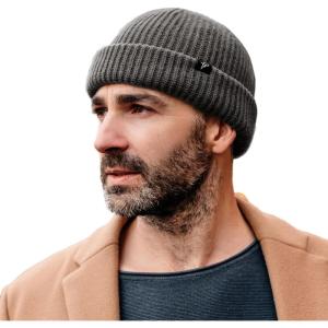 imageTOPEX Oversized LXLXXL Merino Wool Blend Short Fisheman Beanie Lightweight Warm Hat for Cold Weather WinterGrey50merino