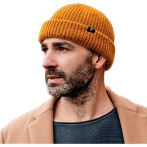 imageTOPEX Oversized LXLXXL Merino Wool Blend Short Fisheman Beanie Lightweight Warm Hat for Cold Weather WinterYellow50merino