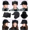 imageOversized L Men Women Winter Trapper Hat Waterproof Windproof Aviator Cap Faux Fur Earflap Detachable Mask Large Big Head Cold Weather Warm Black