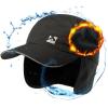 imageTOPEX Oversize XL XXL Mens Waterproof Winter Baseball Cap Fleece Earflap Trapper Hat for Cold Weather Large HeadsBlack