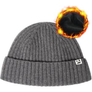 imageTOPEX LXLXXL 100 Merino Wool Beanie Oversize Fleece Lined Hat for Cold Weather Winter WarmGrey