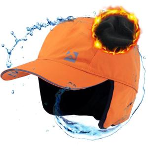 imageTOPEX Oversize XL XXL Mens Waterproof Winter Baseball Cap Fleece Earflap Trapper Hat for Cold Weather Large HeadsOrange