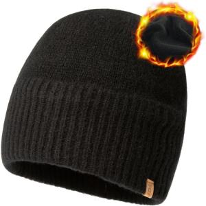 imageTOPEX PolarWool Oversized LXLXXL 100 Merino Wool Beanie Fleece Lined Cuffed Watch Fisherman CapBlack
