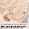 imageTOPEX Oversized Cashmere Merino Wool Unisex Skull Beanie Hat Cuffed Knit Winter CapBeige