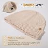 imageTOPEX Oversized Cashmere Merino Wool Unisex Skull Beanie Hat Cuffed Knit Winter CapBeige