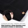 imageTOPEX Oversized Cashmere Merino Wool Unisex Skull Beanie Hat Cuffed Knit Winter CapBlack