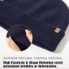 imageTOPEX Oversized Cashmere Merino Wool Unisex Skull Beanie Hat Cuffed Knit Winter CapNavy